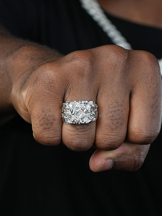 Iceberg On Mountain Nugget Ring - 925 Silver - CZ Stones