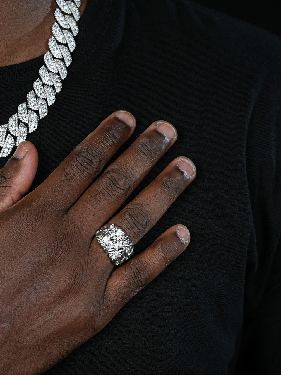 Iceberg On Mountain Nugget Ring - 925 Silver - CZ Stones