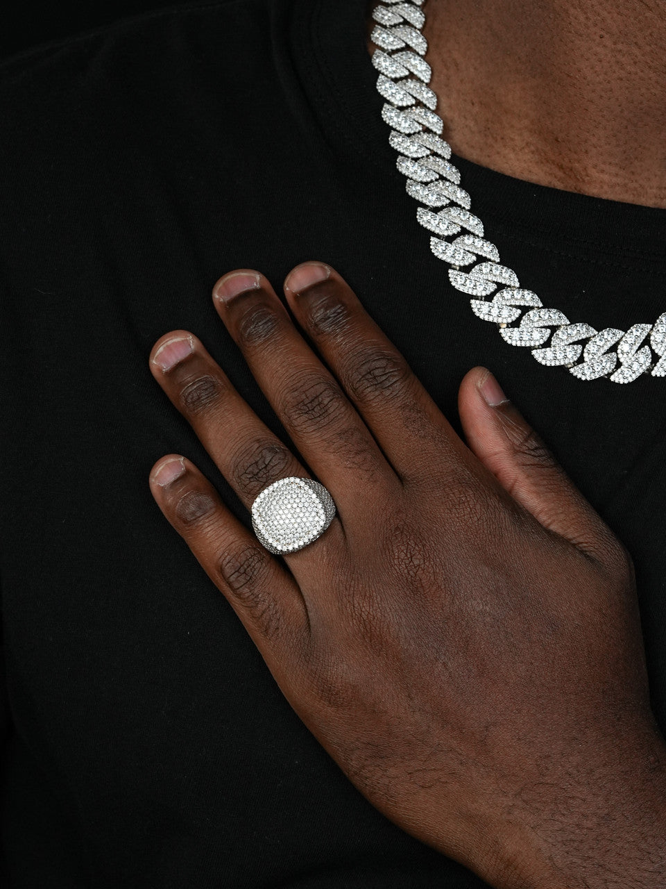 MOISSANITE Ice Giant Square Dome Iced Out Ring - 14k Gold Vermeil 925 Silver