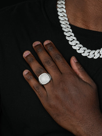 MOISSANITE Ice Giant Square Dome Iced Out Ring - 14k Gold Vermeil 925 Silver