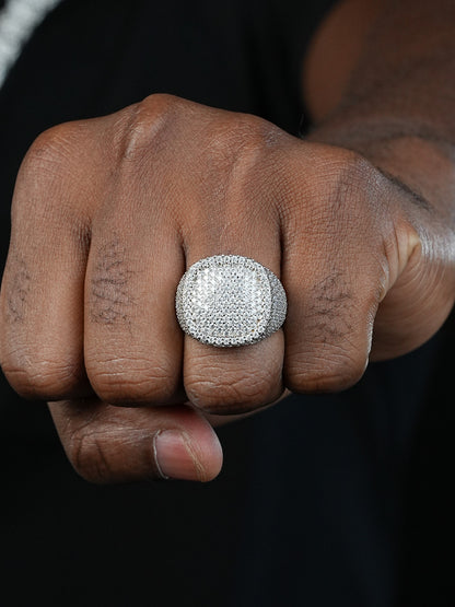 MOISSANITE Ice Giant Square Dome Iced Out Ring - 925 Silver