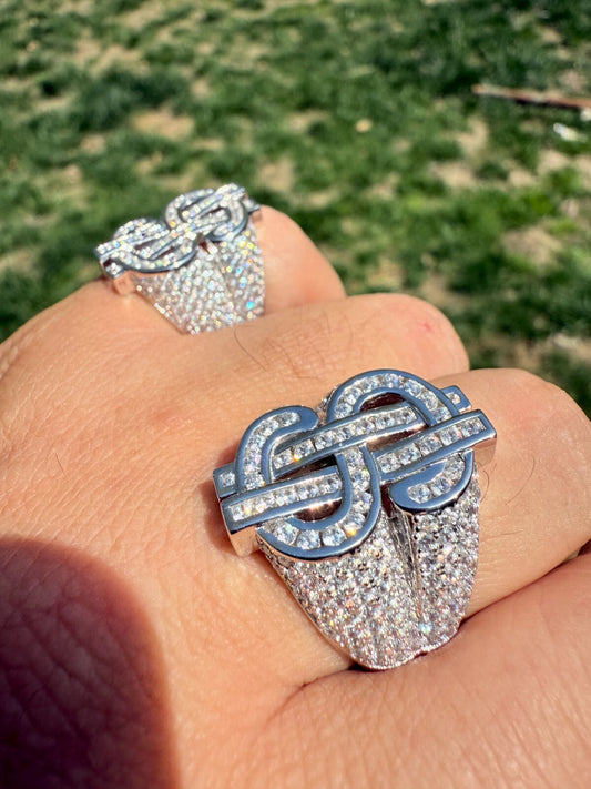 Dollar Sign $ Money Ring Pinky Hip Hop Iced Bust Down Real 925 Silver All Sizes Imported from eBay HarlemBling