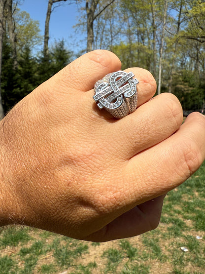 Dollar Sign $ Money Ring Pinky Hip Hop Iced Bust Down Real 925 Silver All Sizes Imported from eBay HarlemBling
