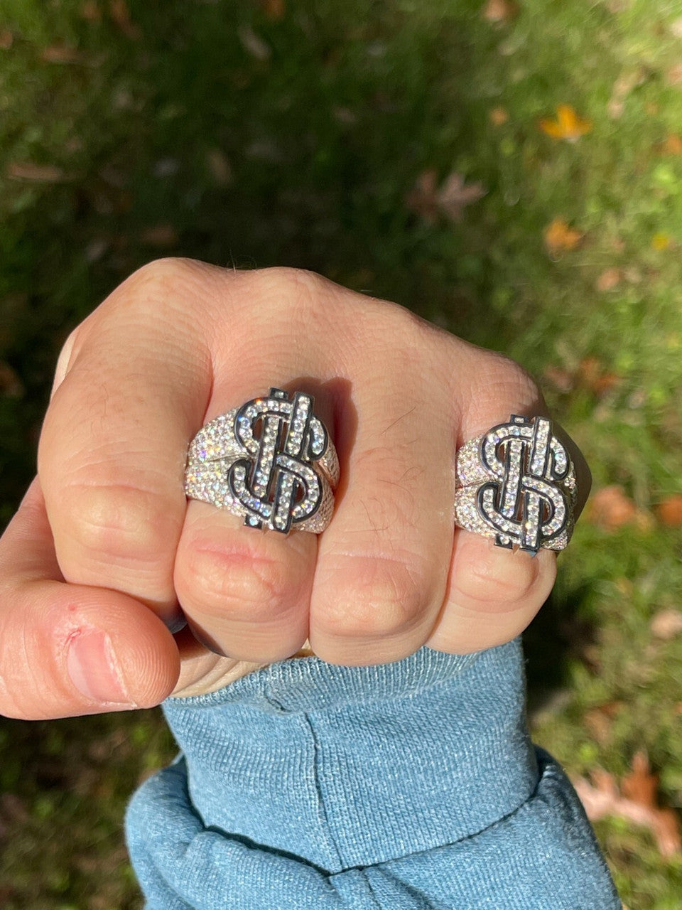 Dollar Sign $ Money Ring Pinky Hip Hop Iced Bust Down Real 925 Silver All Sizes Imported from eBay HarlemBling