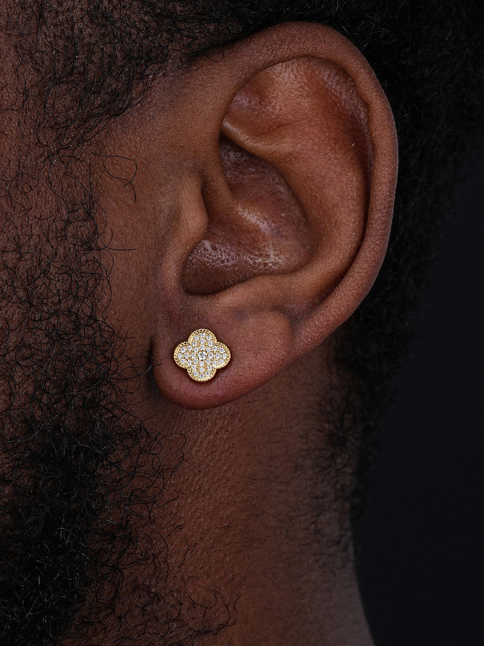 Fashionista Clover Earrings - 14k Gold Vermeil 925 Silver - CZ Stones - 9.5mm