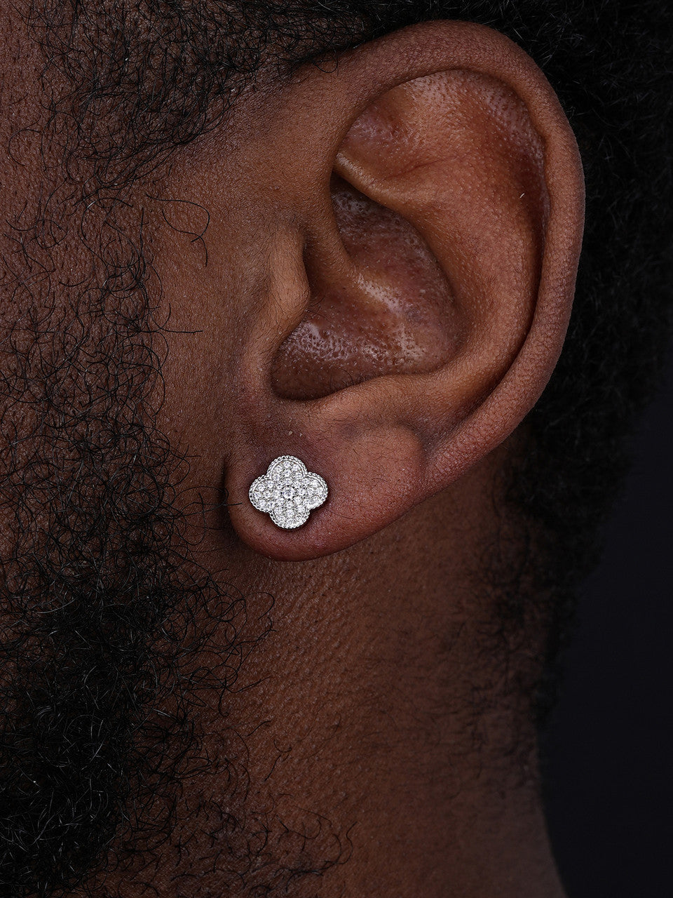 Fashionista Clover Earrings - 925 Silver - CZ Stones - 9.5mm