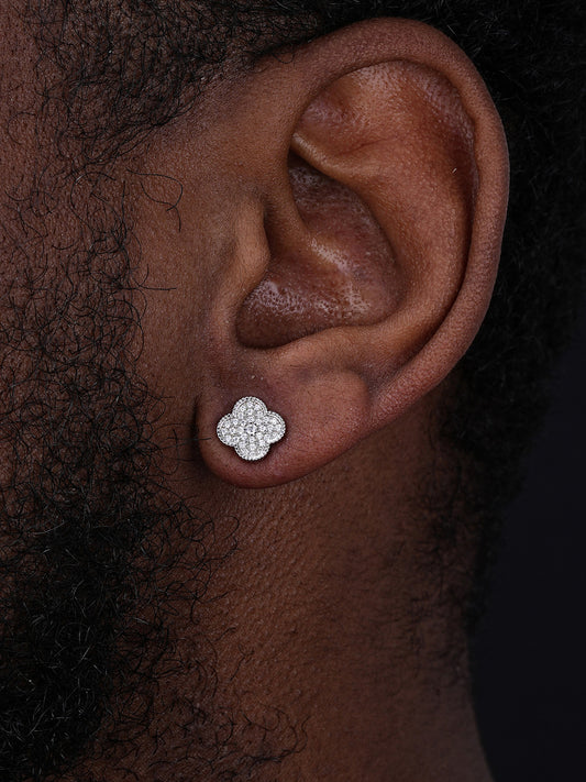 Fashionista Clover Earrings - 925 Silver - CZ Stones - 9.5mm