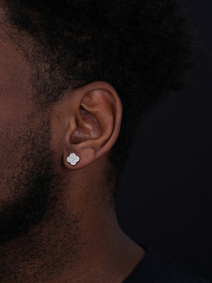 Fashionista Clover Earrings - 925 Silver - CZ Stones - 9.5mm