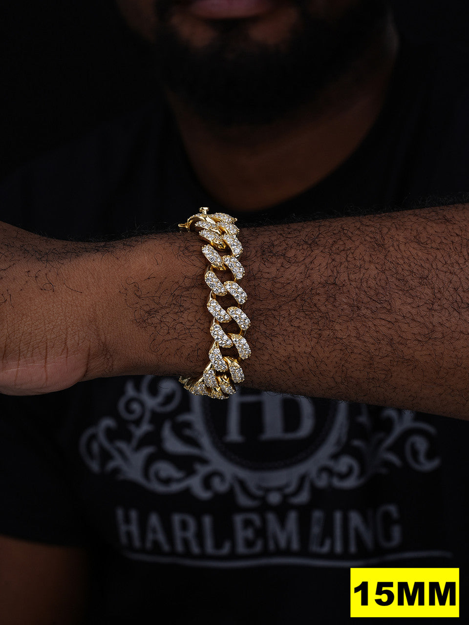 MOISSANITE Classic Miami Cuban Link Bracelet Iced Out - 14k Gold Vermeil 925 Silver - 6mm-18mm - 7-8.5"