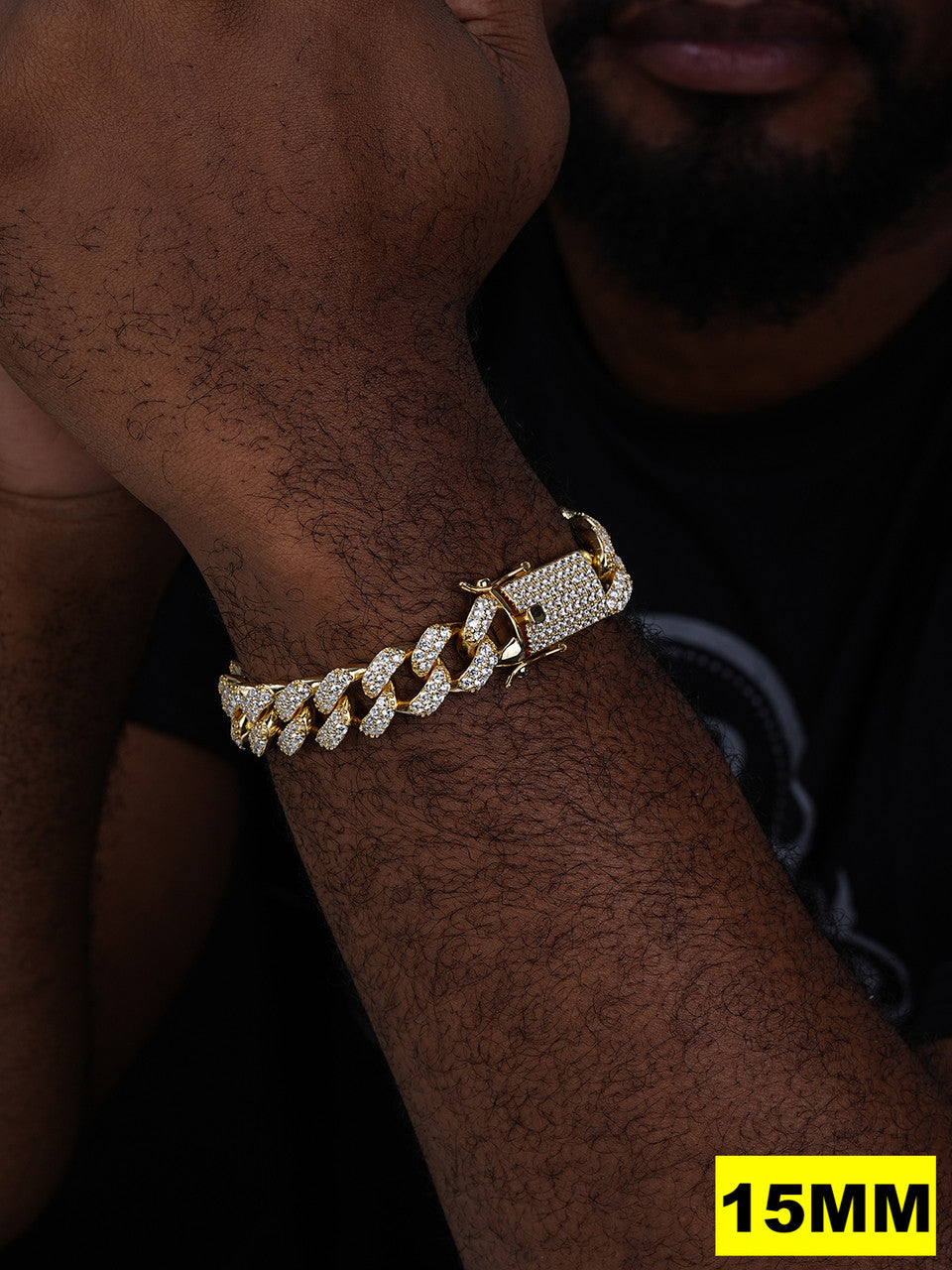 MOISSANITE Classic Miami Cuban Link Bracelet Iced Out - 14k Gold Vermeil 925 Silver - 6mm-18mm - 7-8.5"