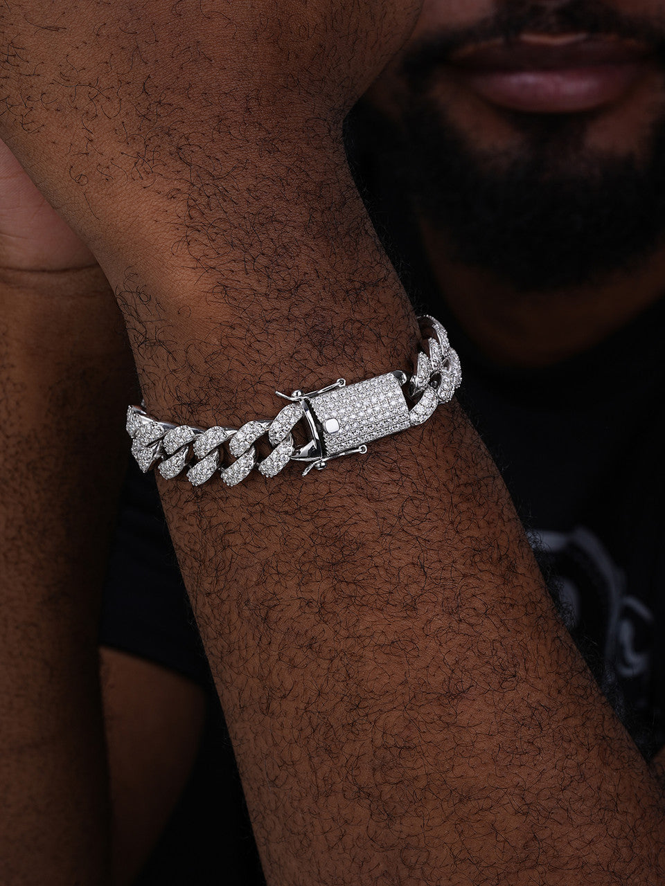 Mens Miami Cuban Link Bracelet Real Icy Solid 925 Silver HEAVY 15mm Iced Diamond