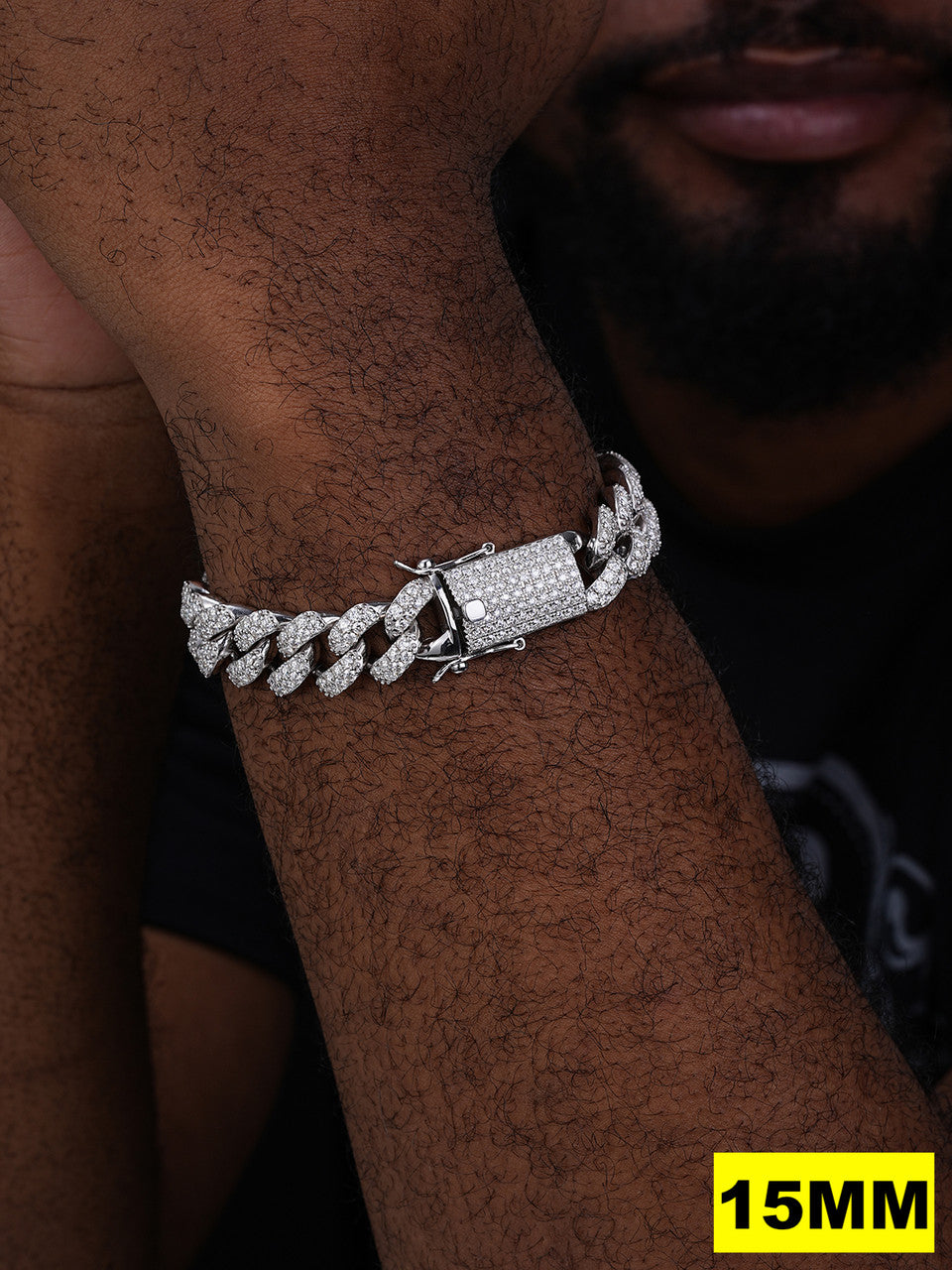 Real Miami Cuban Link Bracelet Iced Diamond Out Solid 925 Sterling