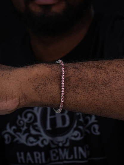 Real Iced Pink MOISSANITE 3mm Tennis Bracelet 925 Silver Pass Diamond Tester