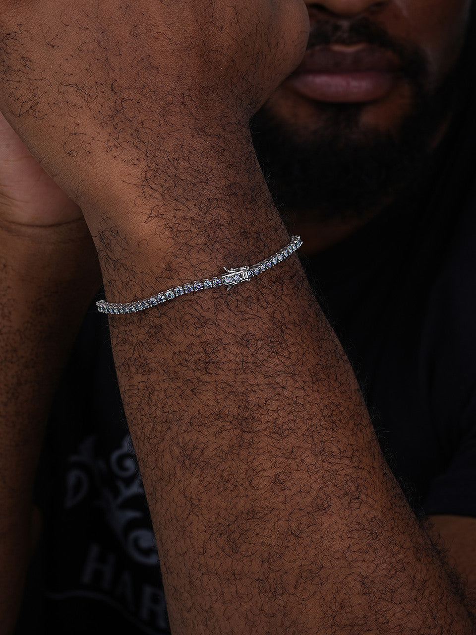 Real Iced Blue MOISSANITE 3mm Tennis Bracelet 925 Silver Pass Diamond Tester