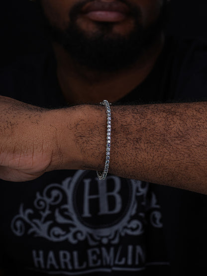 Real Iced Blue MOISSANITE 3mm Tennis Bracelet 925 Silver Pass Diamond Tester