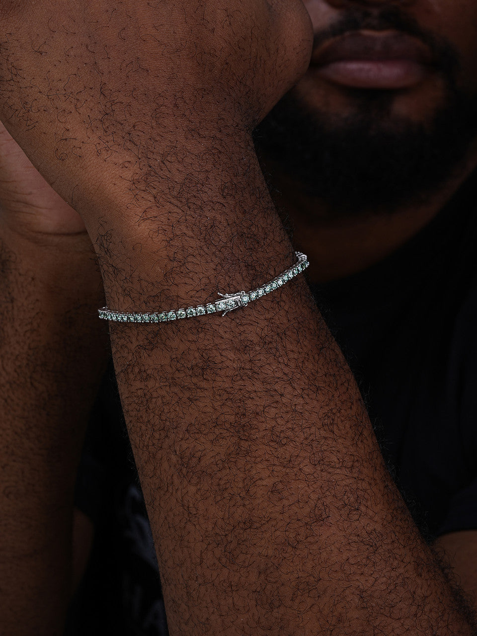 Blue Green MOISSANITE Tennis Bracelet 925 Sterling Silver Pass Diamond Test 3mm