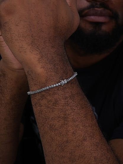 Real Iced Blue Gray MOISSANITE 3mm Tennis Bracelet 925 Silver Pass Diamond Test