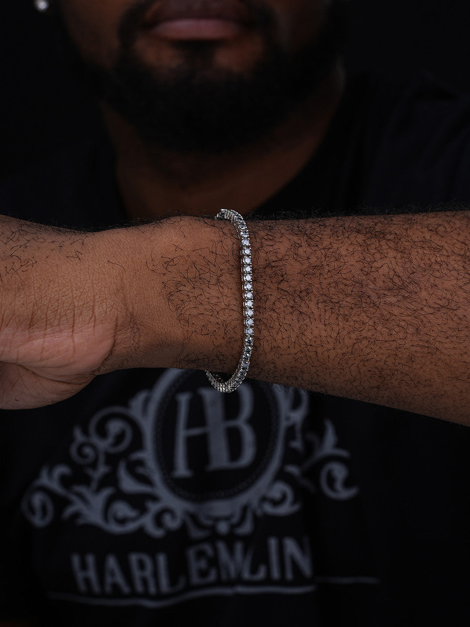 Real Iced Blue Gray MOISSANITE 3mm Tennis Bracelet 925 Silver Pass Diamond Test