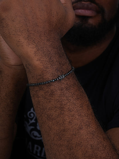 Real Black MOISSANITE Tennis Bracelet 925 Sterling Silver Pass Diamond Test 3mm