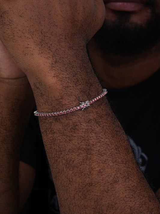 Real Iced Pink MOISSANITE 3mm Tennis Bracelet 925 Silver Pass Diamond Tester