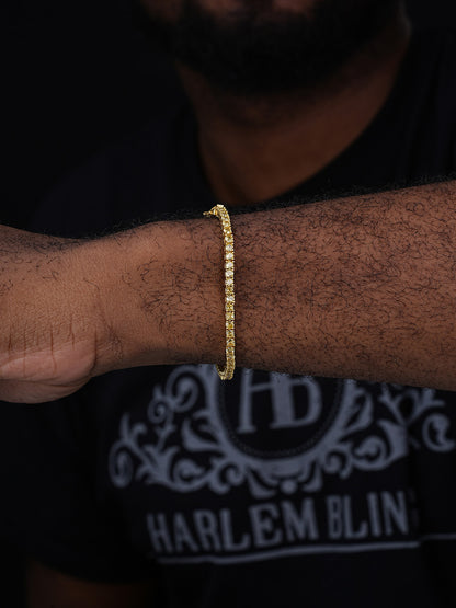 MOISSANITE Tennis Bracelet 14k Gold Plated 925 Silver Yellow Canary 3mm 6"-8.5"