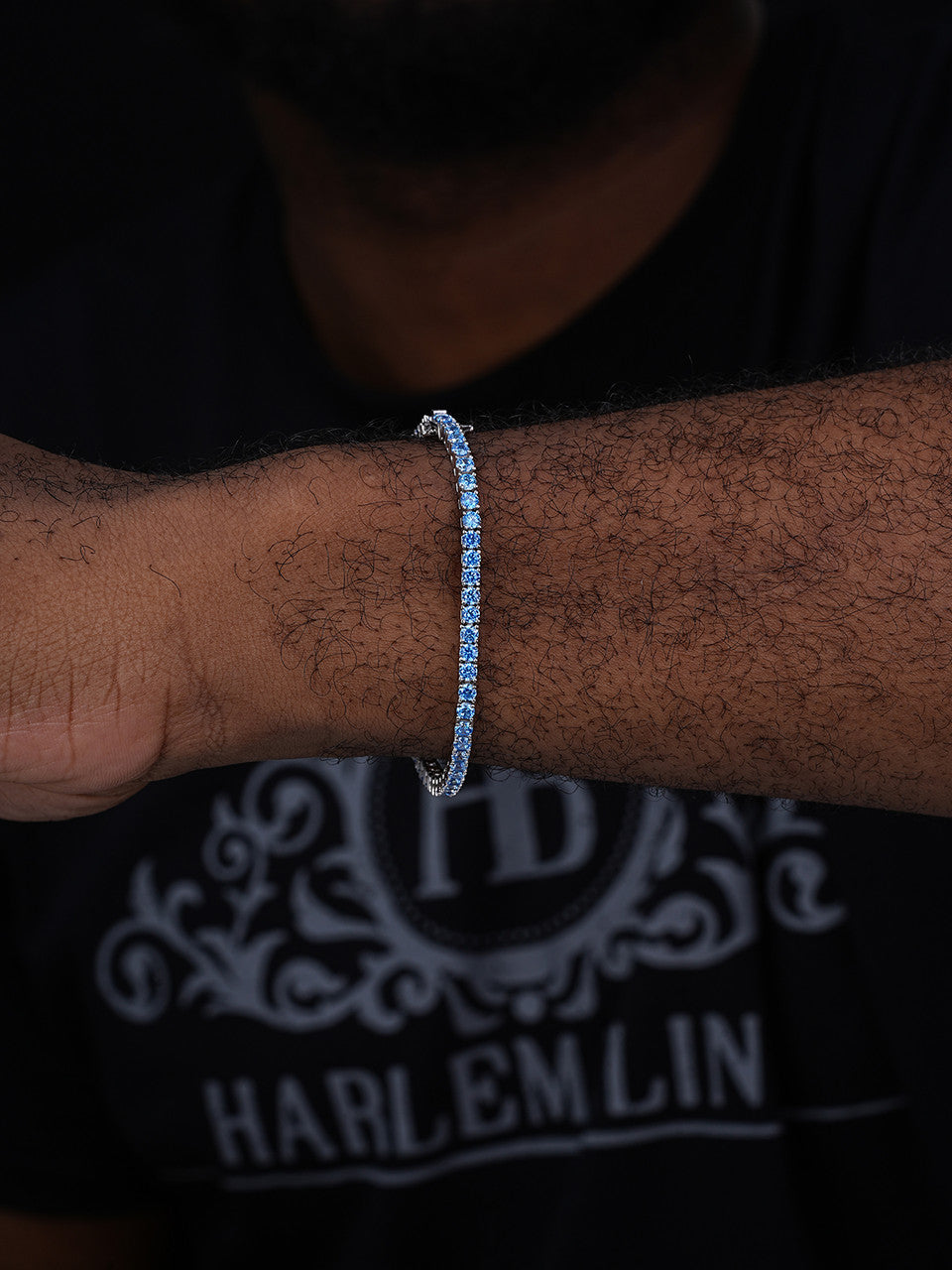 3mm Tennis Bracelet Real 925 Sterling Silver Aquamarine Blue Sapphire Diamond