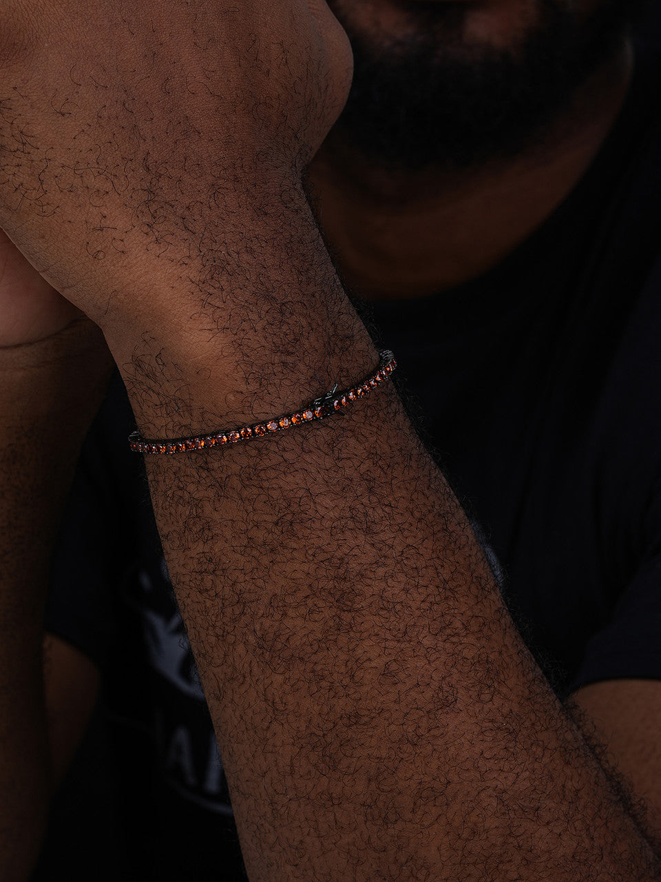 3mm Deep Red CZ Tennis Bracelet Real Iced 925 Sterling Silver Mens Ladies 6-8.5"