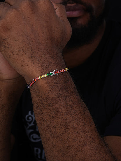 Tennis Chain Bracelet Multicolor Rainbow CZ Stones - 925 Silver - 4mm - 6"-9"