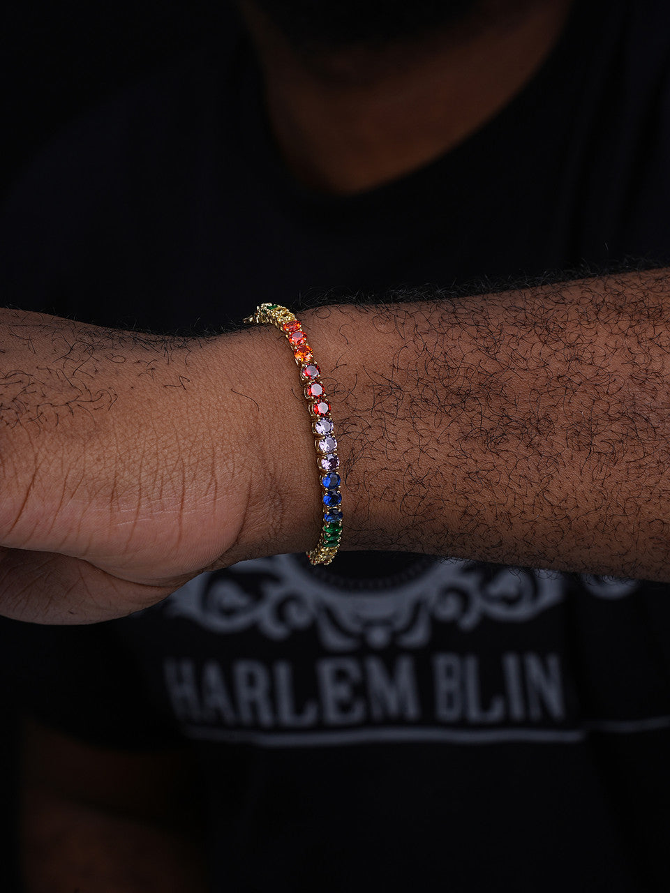 14k Over Solid 925 Sterling Silver 4mm Multicolor Rainbow CZ Tennis Bracelet 7‚Äù