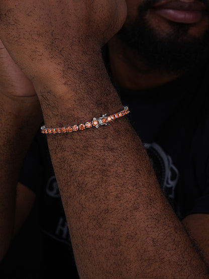 Real Iced Orange MOISSANITE 5mm Tennis Bracelet 925 Silver Pass Diamond Test