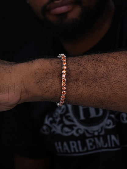 Real Iced Orange MOISSANITE 5mm Tennis Bracelet 925 Silver Pass Diamond Test