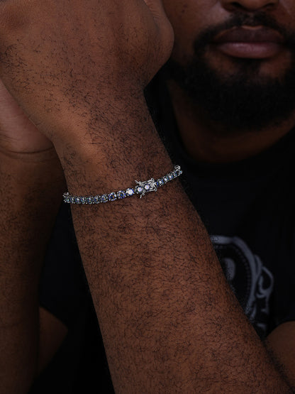 Real Iced Dark Blue MOISSANITE 5mm Tennis Bracelet 925 Silver Pass Diamond Test