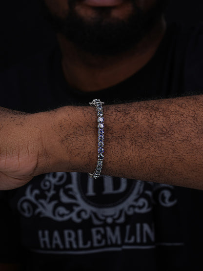 Real Iced Dark Blue MOISSANITE 5mm Tennis Bracelet 925 Silver Pass Diamond Test
