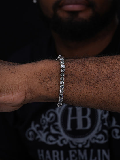 Real Iced Blue Gray MOISSANITE 5mm Tennis Bracelet 925 Silver Pass Diamond Test