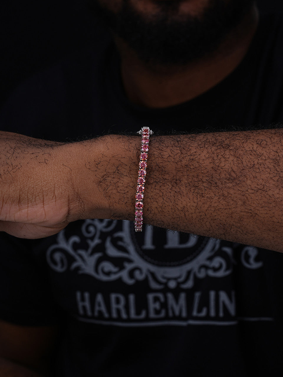 Real Iced Pink MOISSANITE 5mm Tennis Bracelet 925 Silver Pass Diamond Test