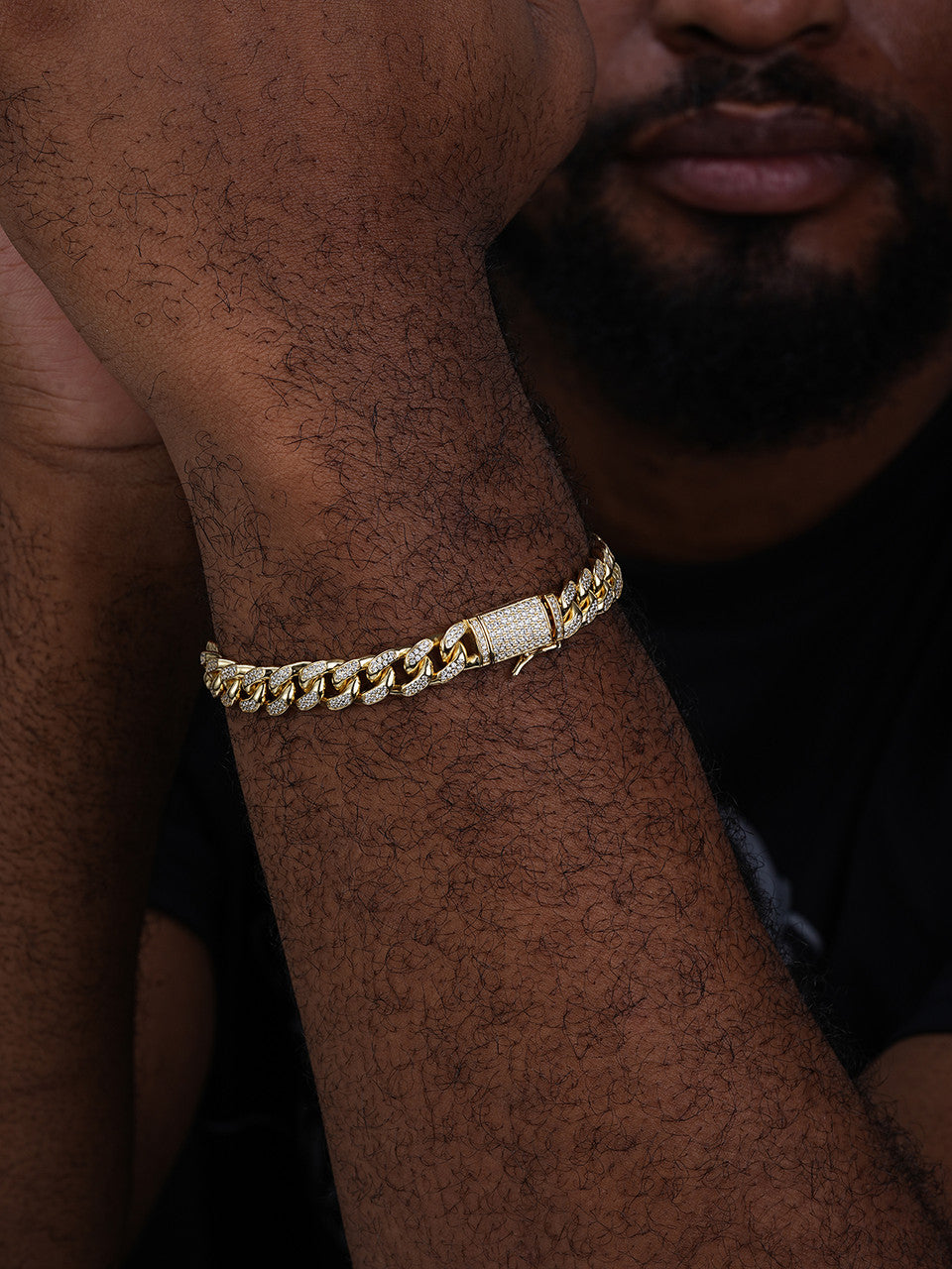 Italian Bestseller Miami Cuban Link Bracelet Iced Out CZ Stones - 14k Gold Vermeil 925 Silver - 10mm - 7"-8.5"
