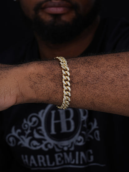 Italian Bestseller Miami Cuban Link Bracelet Iced Out CZ Stones - 14k Gold Vermeil 925 Silver - 10mm - 7"-8.5"