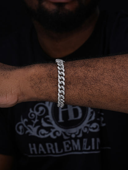 Italian Bestseller Miami Cuban Link Bracelet Iced Out CZ Stones - 925 Silver - 10mm - 7"-8.5"