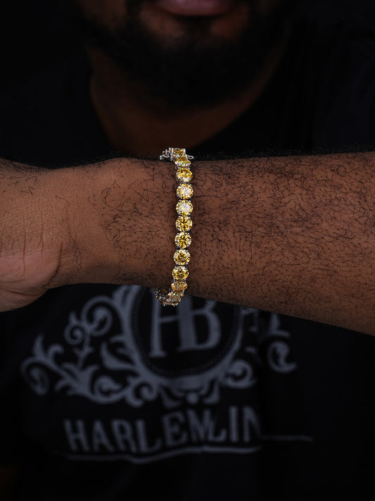Real Iced Canary Yellow MOISSANITE 7mm Tennis Bracelet 925 Silver Diamond Tester