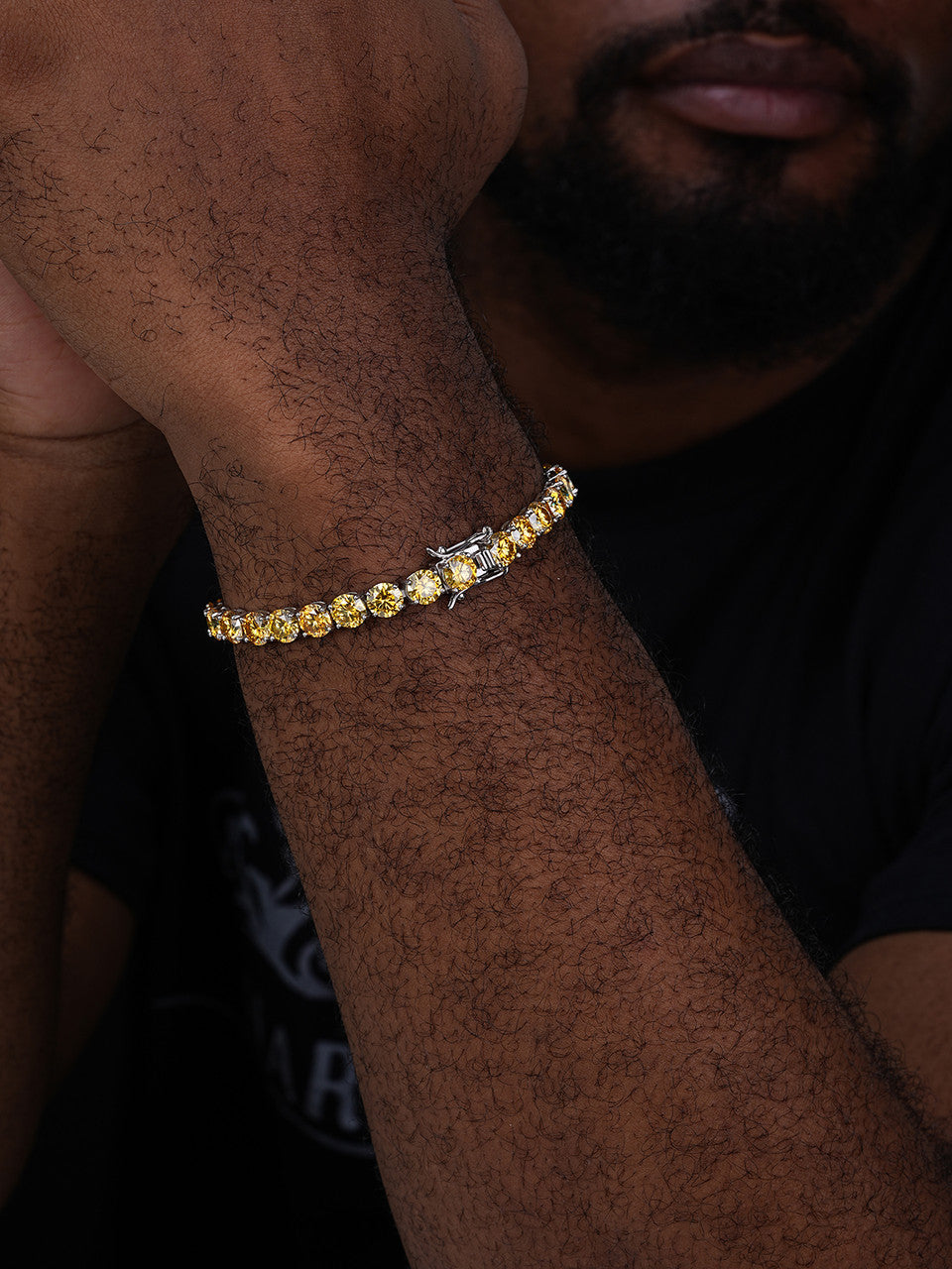 Real Iced Canary Yellow MOISSANITE 7mm Tennis Bracelet 925 Silver Diamond Tester