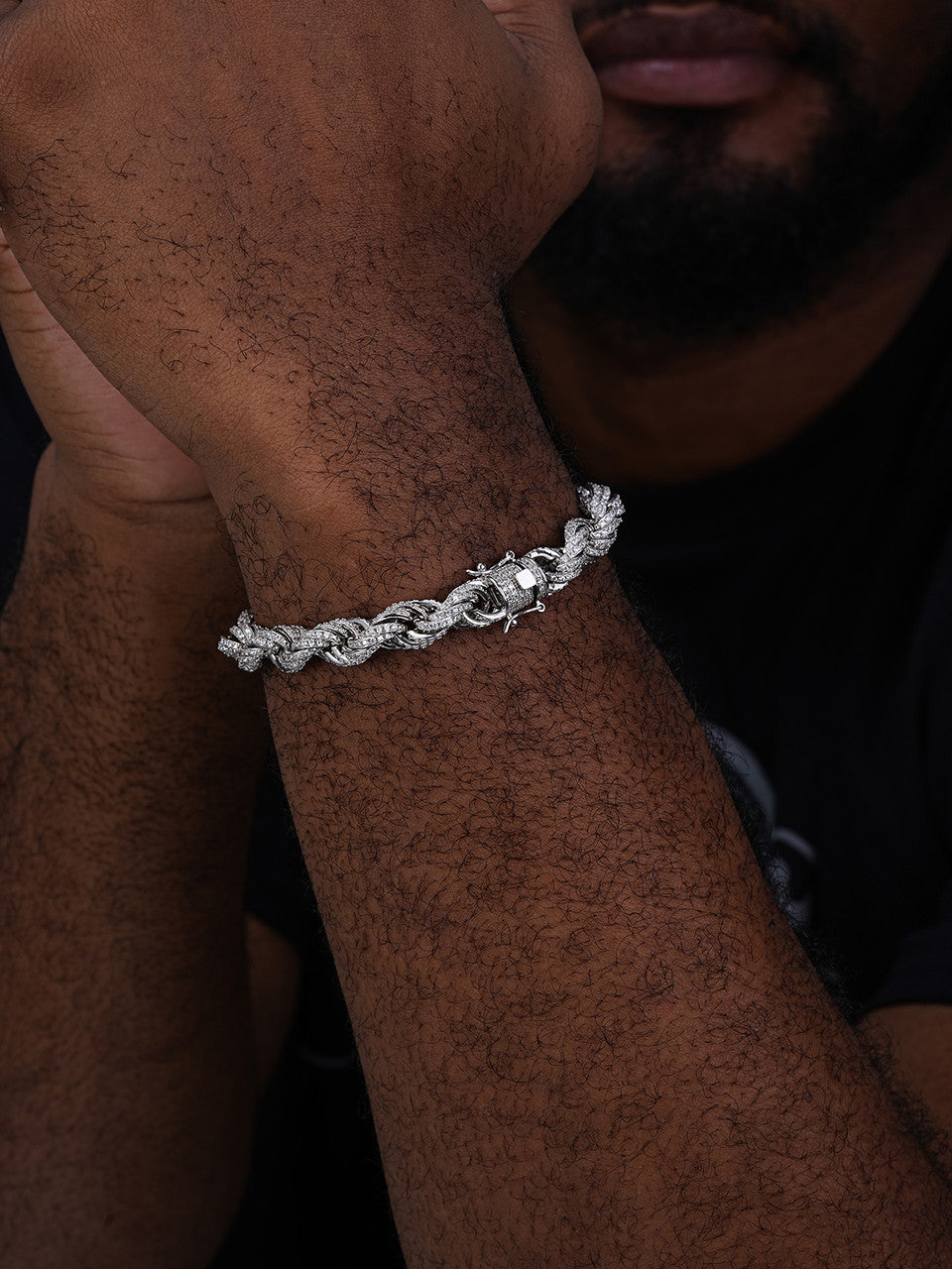 MOISSANITE Rope Bracelet Iced Out - 925 Silver - 9mm - 7.5"-8.5"