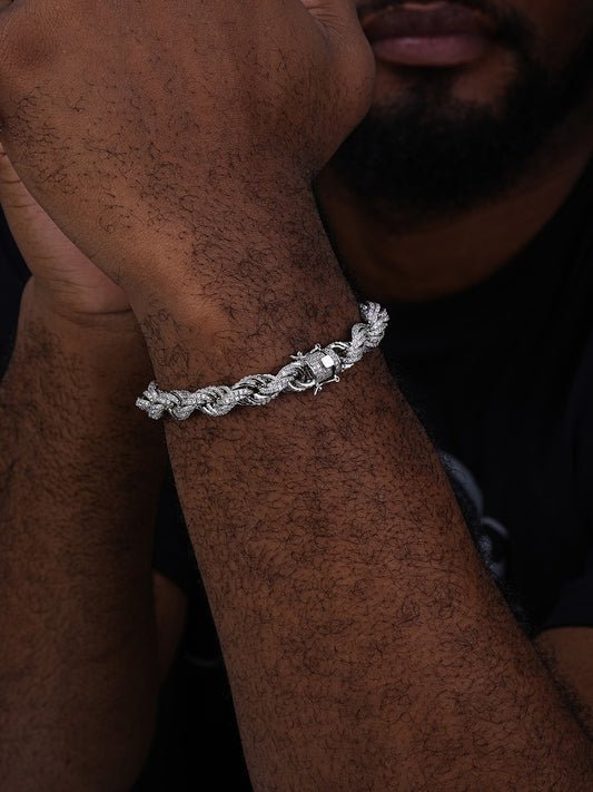 MOISSANITE Rope Bracelet Iced Out - 925 Silver - 9mm - 7.5"-8.5"