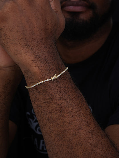 MOISSANITE Micro Tennis Bracelet Iced Out - 14k Gold Vermeil 925 Silver - 2mm - 6-8.5"