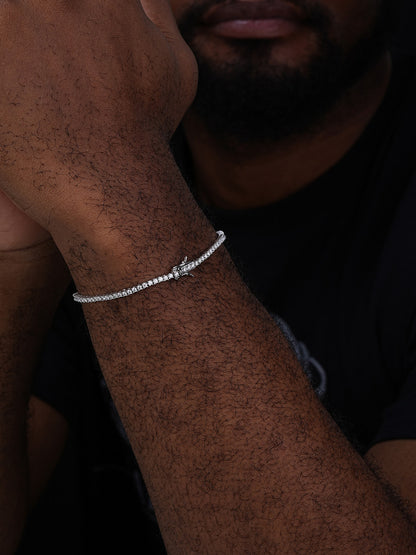 Micro Tennis Bracelet Iced Out CZ Stones - 925 Silver - 2mm - 6-8.5"