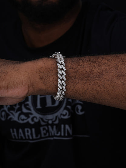 MOISSANITE Big Stone Miami Cuban Link Bracelet Iced Out - 925 Silver - 12mm - 7"- 8"