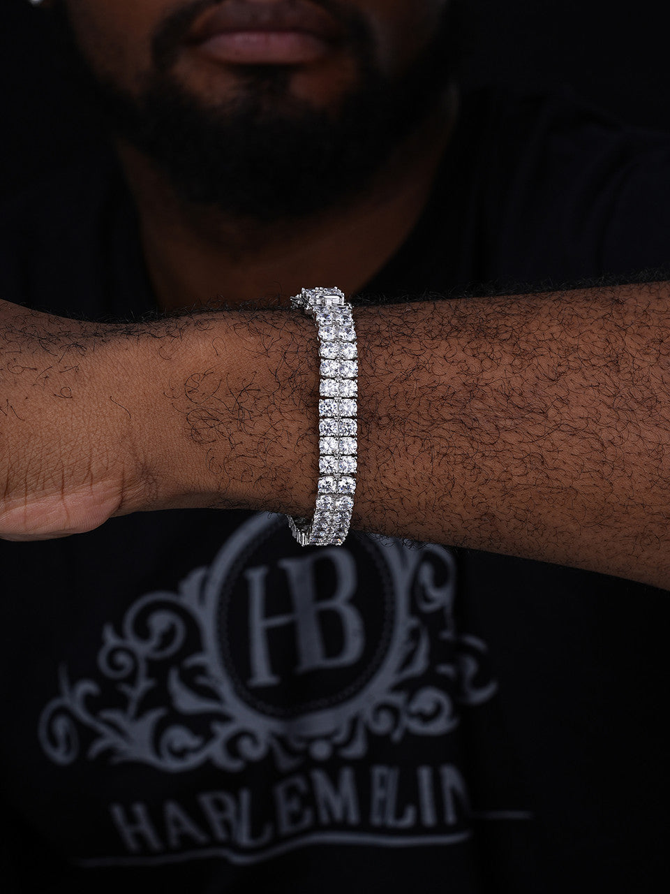 Mens Ladies 10mm Thick Two Row Tennis Bracelet Solid 925 Silver 6-9" 5mm Diamond