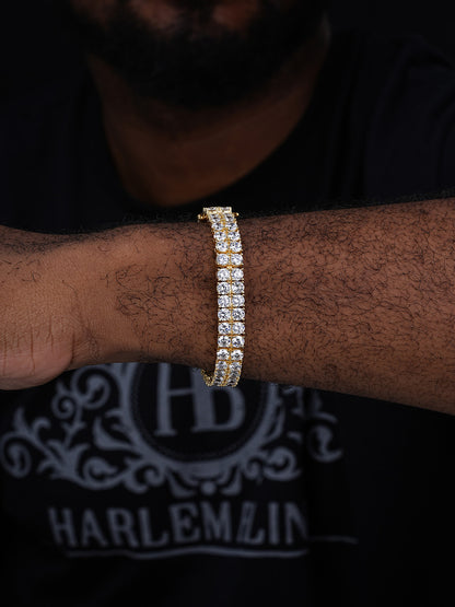 10mm Thick Two Row Tennis Bracelet Gold Over Solid 925 Silver 6-9" 5mm Diamonds