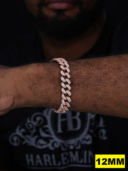 MOISSANITE Classic Miami Cuban Link Bracelet Iced Out - 14k Rose Gold Vermeil 925 Silver - 6mm-18mm - 7-8.5"