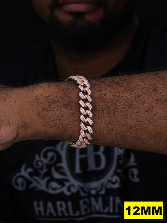 MOISSANITE Classic Miami Cuban Link Bracelet Iced Out - 14k Rose Gold Vermeil 925 Silver - 6mm-18mm - 7-8.5"