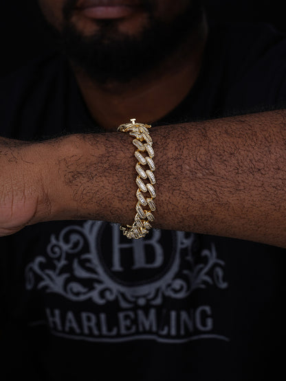 Classic Baguette Miami Cuban Link Braceket Iced Out - 14k Gold Vermeil 925 Silver - 12mm - 7"-8.5"